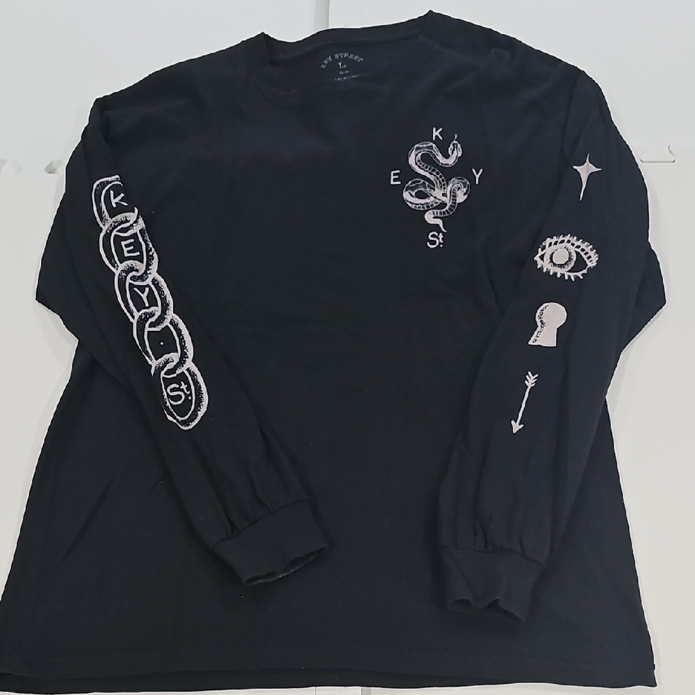 Black Graphic Long Sleeve Shirt